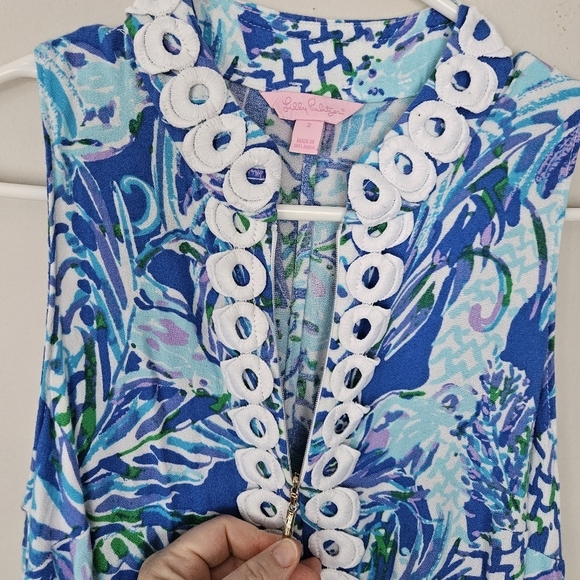 Lilly Pulitzer Jane Shift Dress  canopy chaos blue & resort white size 2 - Picture 6 of 8